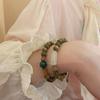 Retro Green Sandalwood Beaded Bracelet Women'S Summer New Chinese Couple Adjustable Hand Jewelry