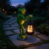 Solar Powered Solar Frog Lantern LED Light Animal Figurine Solar Garden Statue Waterproof Resin Pathway Decor