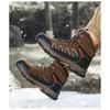 Men's Fleece-Lined Winter Snow Boots Non-Slip Waterproof Outdoor Hiking Boots Casual Shoes