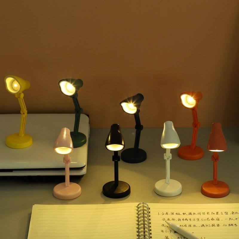 Mini lampă de birou creativă LED pliabilă, portabilă, lumină de noapte mică, culoare caldă, lampă de birou pentru lectură, cu clemă