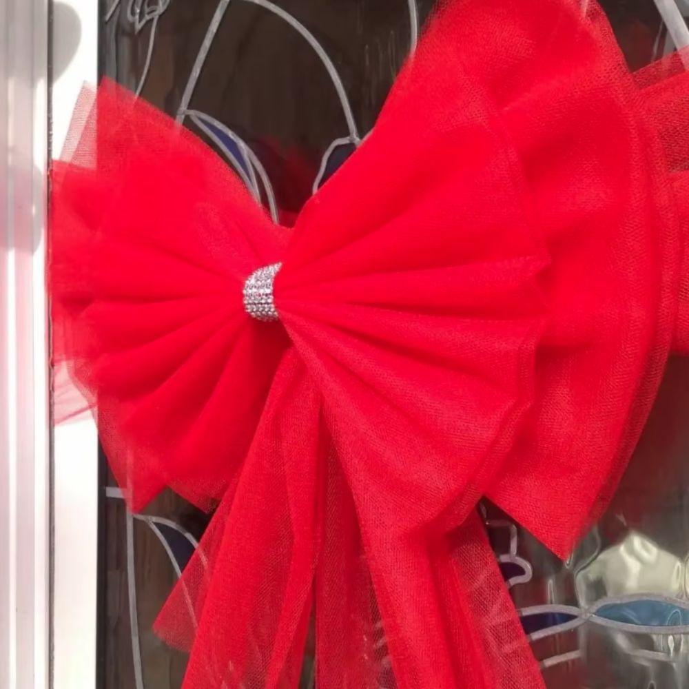 Large Size Christmas Front Door Bow Red Christmas Home Decoration Cabinet Bow  Fireplace