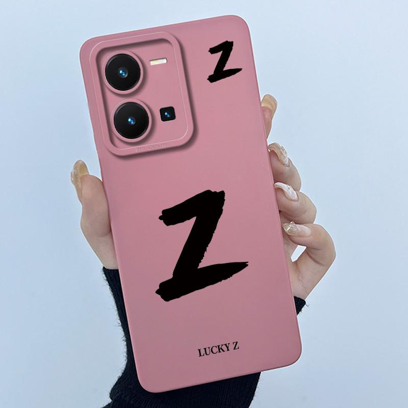 For Vivo Y35 Case Cute Initial Letters Soft Liquid Silicone Back Cover For Vivo Y 35 4G Funda Anti Drop Phone Protector Coque