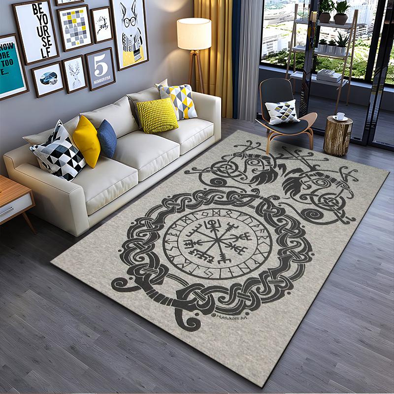 

Viking style carpet with mysterious patterns and letters Suitable for use as an anti-slip game mat for living room and bedroom sofas 40x60cm( 15x23in )