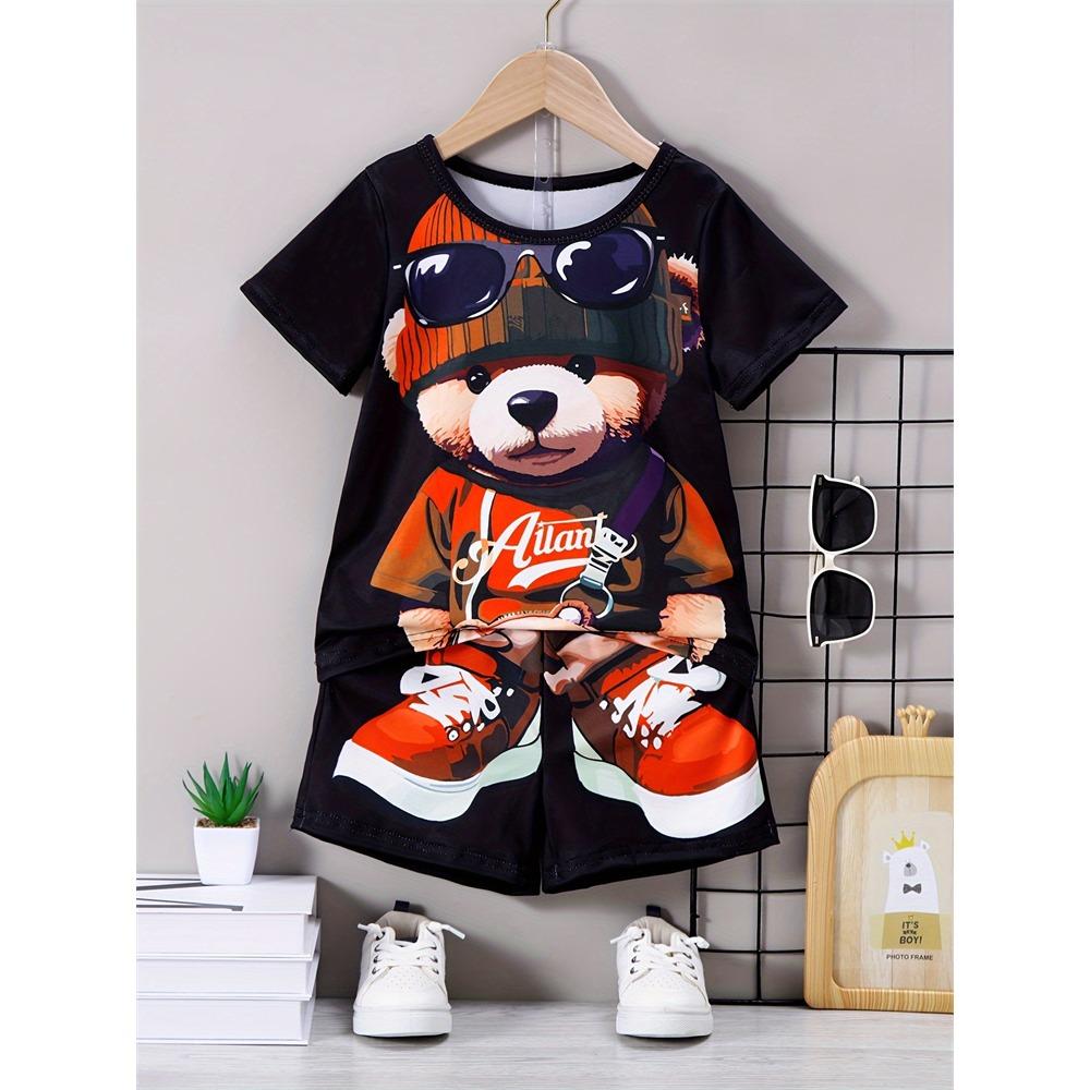 2026 Summer New Casual Short Sleeve Loose Men's Two Piece Suit Fun Pattern Printed Short Sleeve Suit Street Fashion Men's Suit
