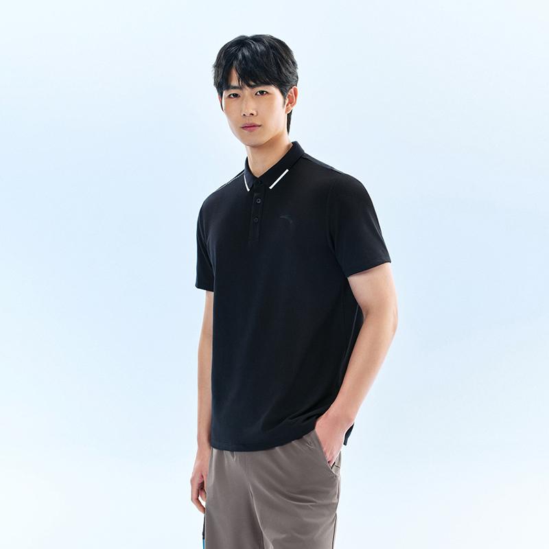 Anta Training Sports Casual Fashion Urban Commuting Skin-Friendly Comfortable Breathable Sweat-Wicking Polo Shirt Men tops Black 952627116-4