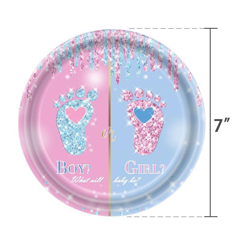 Набір для вечірки-визначення статі дитини (Хлопчик чи Дівчинка), Одноразові паперові тарілки та стаканчики, Скатертини з захистом від опіків, Оформлення тематичного простору