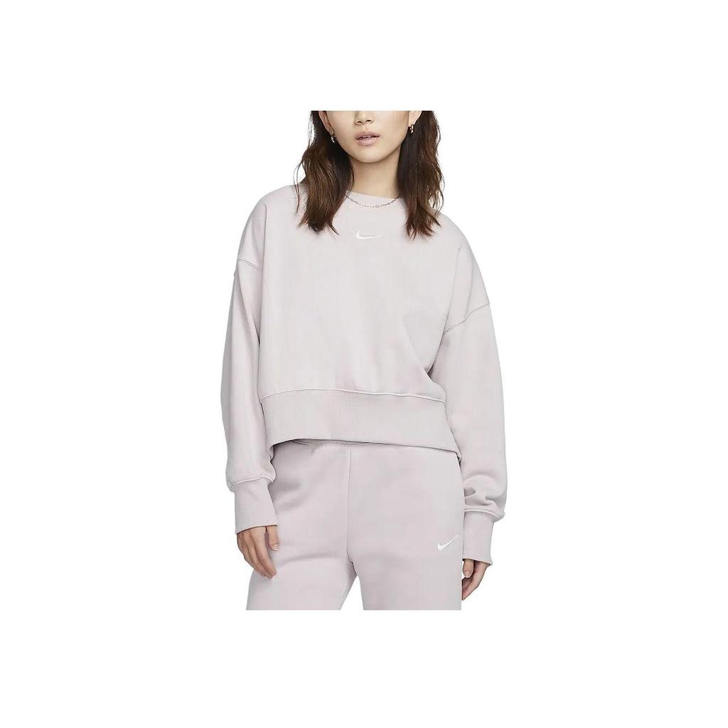 Nike Sportswear Phoenix Fleece Solid Color Crewneck Casual Long Sleeve Sweatshirt Women Sweatshirt Gray Purple FZ6810-019