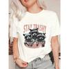 Oversized T Shirt Black Stay Trashy Raccoons With Sunglasses Print Casual Wear For Women Summer Outfit Streetwear Fashion Top