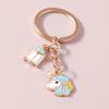 Cute Enamel Animal Bee Keychain Unicorn Key Ring Pendants for Women Girls Handbag Decor DIY Handmade Jewelry Gift