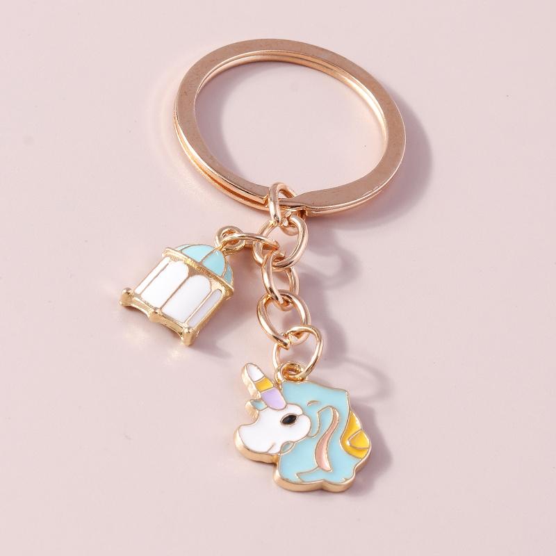 Cute Enamel Animal Bee Keychain Unicorn Key Ring Pendants for Women Girls Handbag Decor DIY Handmade Jewelry Gift
