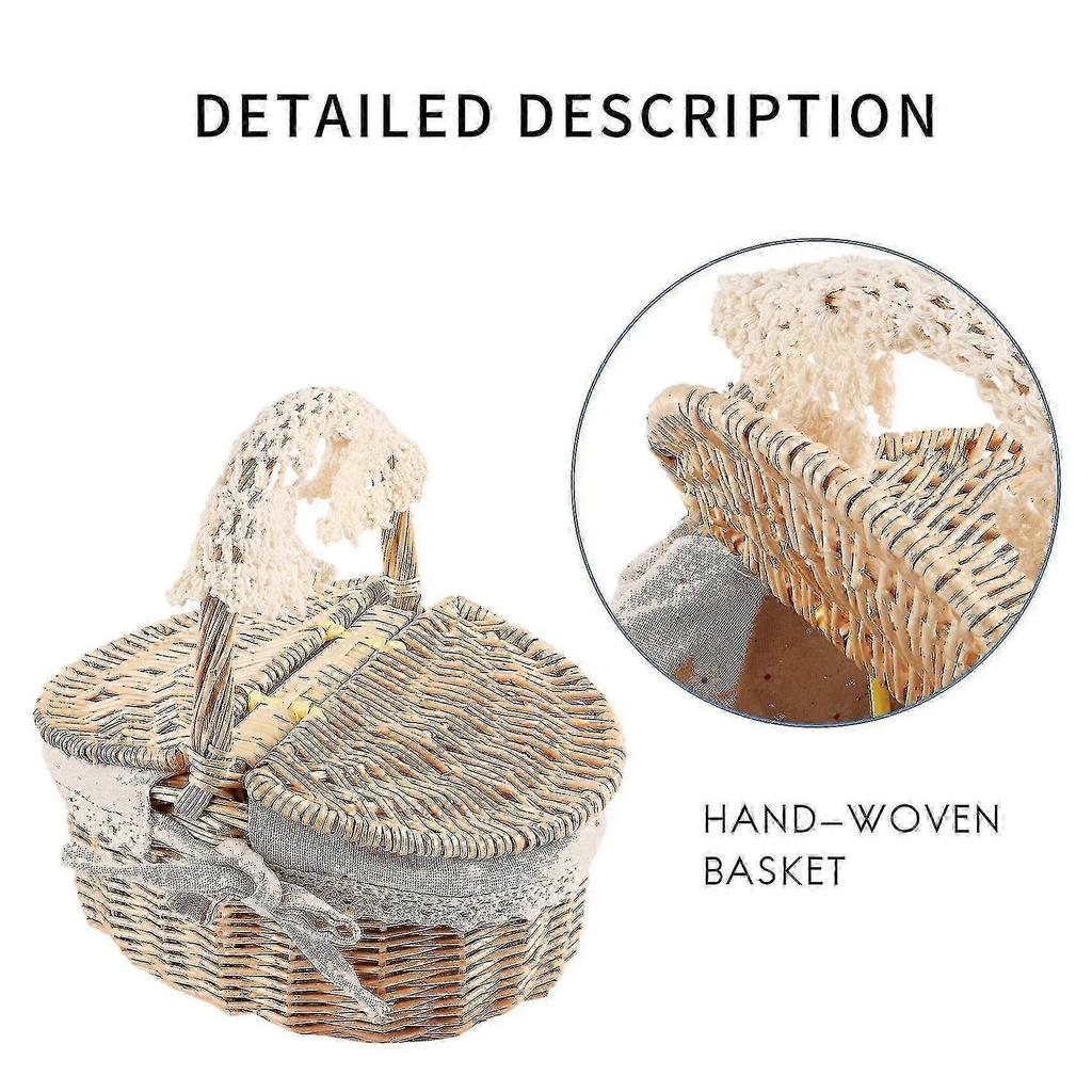Basket Wicker Camping Picnic Basket and Wooden Wicker Picnic Basket