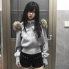 Womens Hooded Short Waisted Sweatshirt Jacket Detachable Fur Trim Streetwear