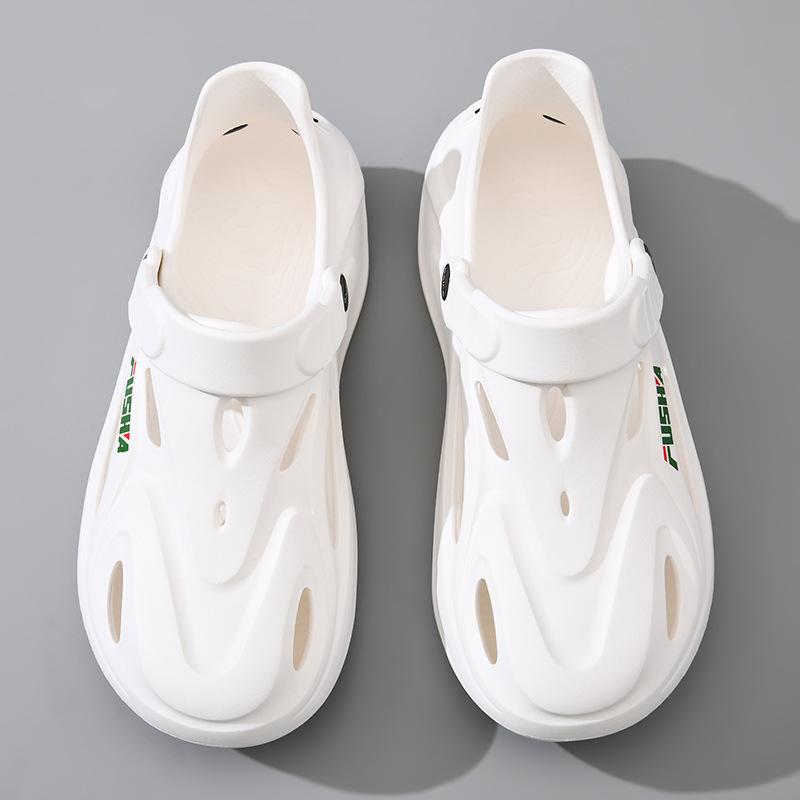 

Thick-soled hole shoes men s summer wear non-slip eva beach wading shoes creek shoes bag head sandals 40-41 білий