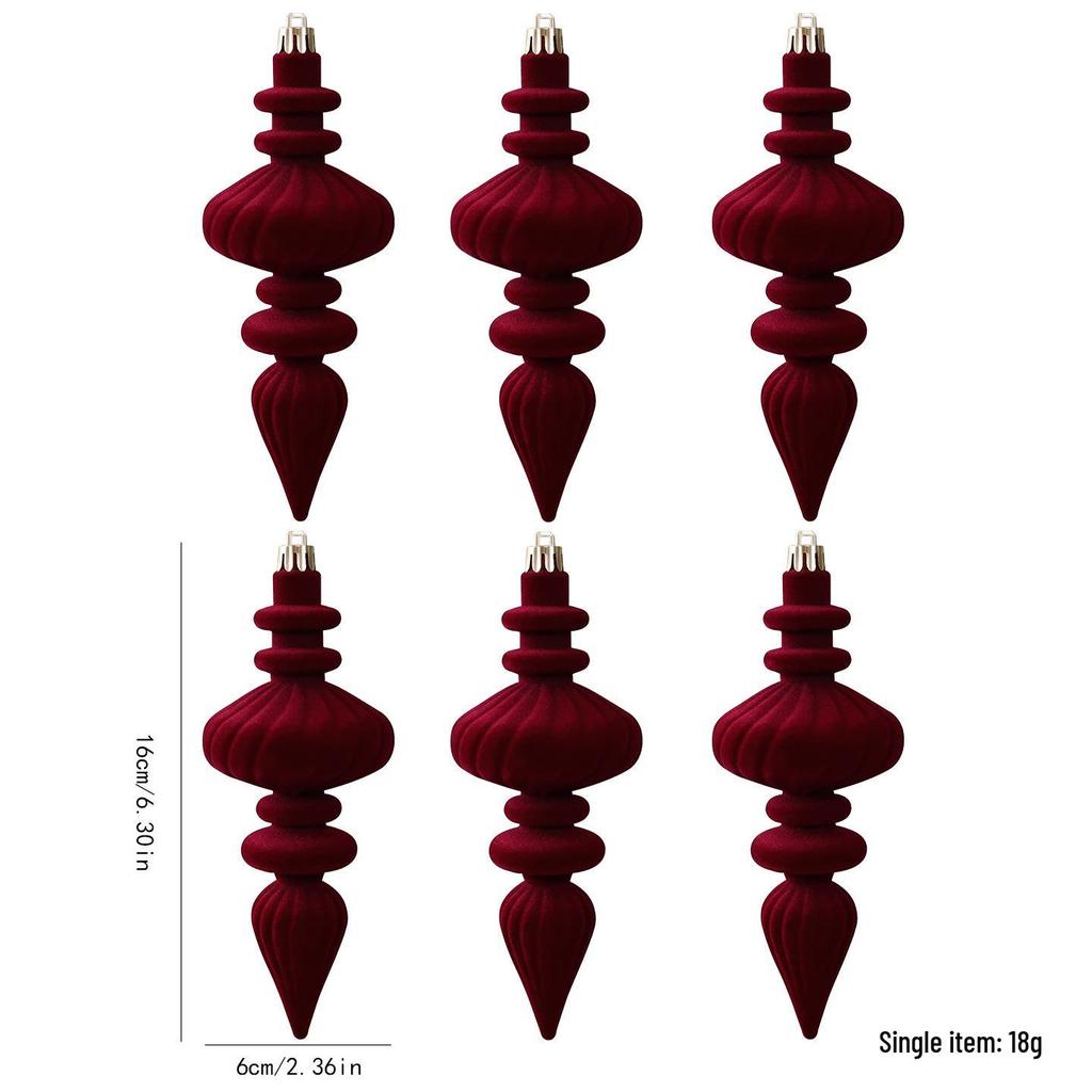 Tapered Flocked Long Strip Christmas Tree Ornaments for DIY & Party Decoration