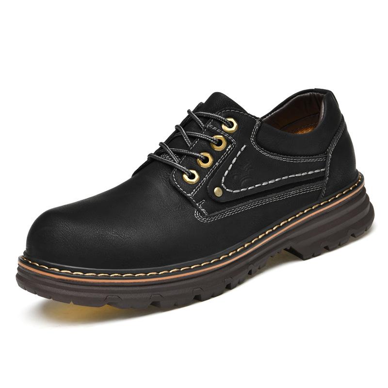 European and American Genuine Leather Cowhide Outdoor Tooling Shoes Big Head Leather Shoes Labor Insurance Shoes Wear-resistant Non-slip Casual Shoes