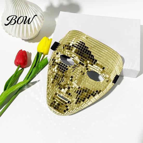 Shiny Mirror Effect Mask Halloween Disco Ball Mask, Breathable Mosaic Masquerade, High Visibility Glitter Party Costume for Dance Performance,