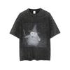 Vintage Washed Wizard Cat Tshirt Dark Academia Witch Cat Graphic Tee Casual Crew Neck Mens Womens Oversized Short Sleeve Top