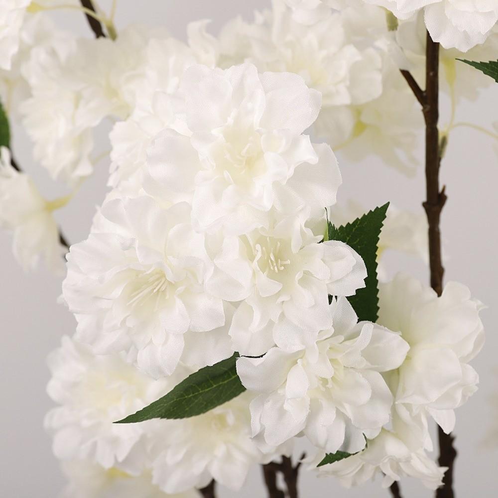 Green Leaves Artificial Cherry Blossom Flower Handmade Fake Flower Home Living Room Decor