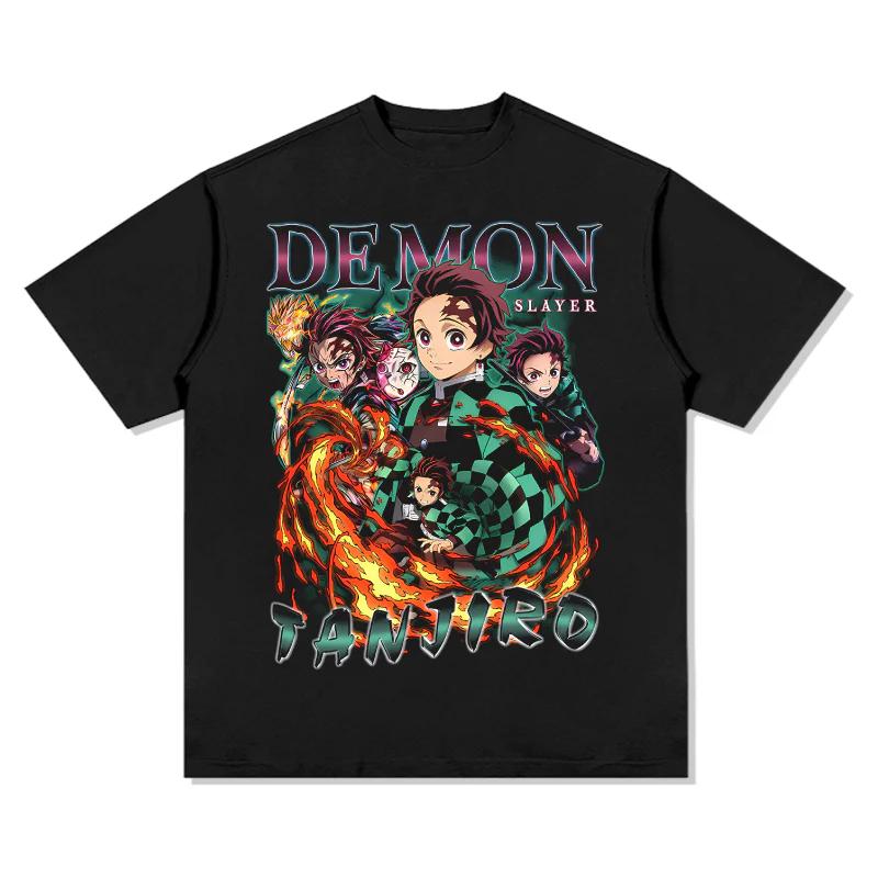 

Demon Slayer Japanese Anime Pure Cotton Tshirt 2026 Summer Unisex Women Anime Enthusiasts Casual Ventilate Retro Streetwear Shirt S