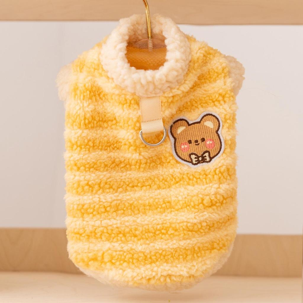Warm Lamb Fleece Cat Clothes for Kittens & Adults - Leash-Compatible, Little Bear Design, Two-Legged for Fall & Winter, Also Fits Small Dogs