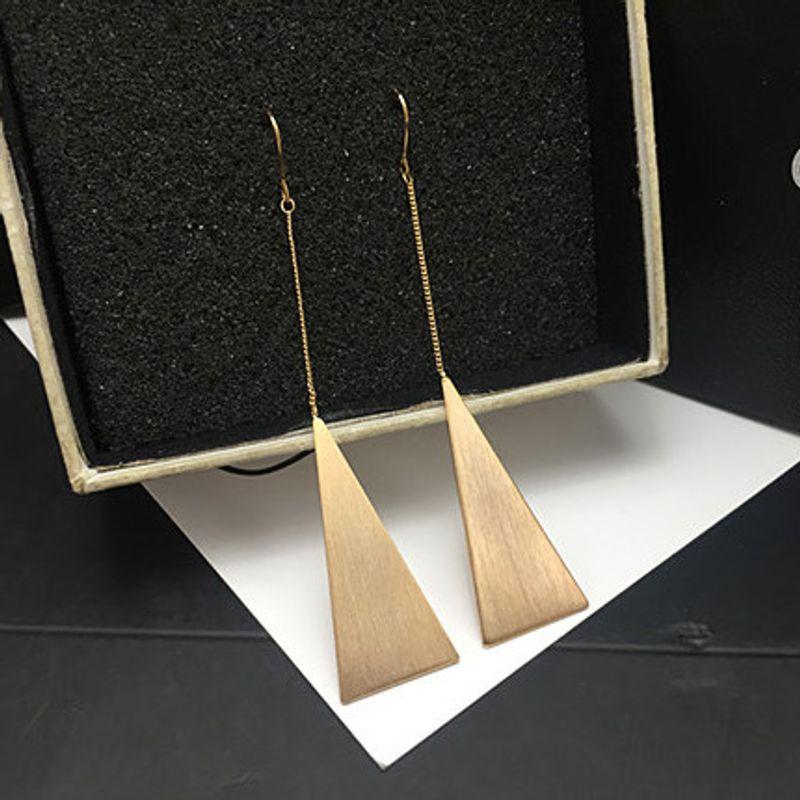 

Distinctive Metal Geometry Triangle Frosted Female Earrings Gold