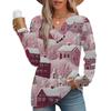 Women's Fashion Casual V-neck Pleated Christmas Long Sleeve Top