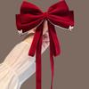 Red Velvet Bow Hair Clips for Women Girls Elegant Hairpin Spring Clip Fashion Ponytail Barrette Wedding Party Hair Accessories