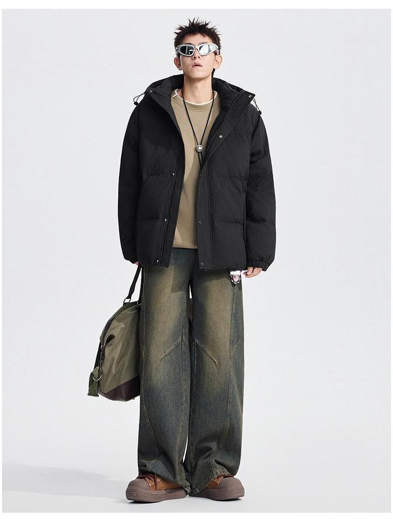 2025 Men's Premium Hooded Short Down Jacket - Warm & Loose Casual Winter Outerwear