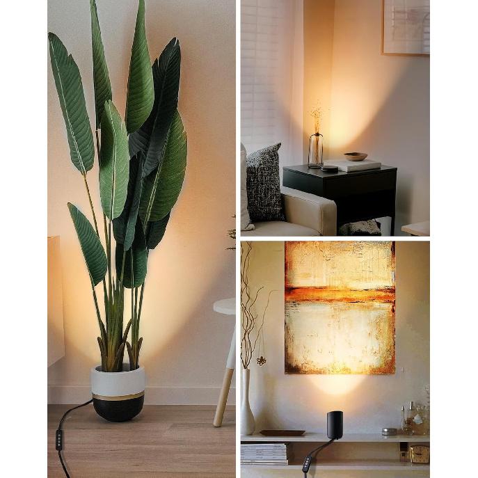 SURAIELEC Uplighting Indoor Floor Can Light, LED Spotlight with 2/4/8H Timer, Memory, Dimmable 3000K GU10 Bulb Included, Accent Lighting for Walls,