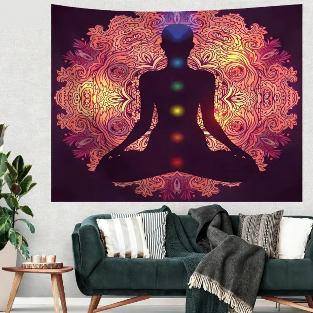 Tapestry Mandala Chakra Meditation Decor High Quality Multi Size Flat Print for Yoga Room Home Wall Decor Gift