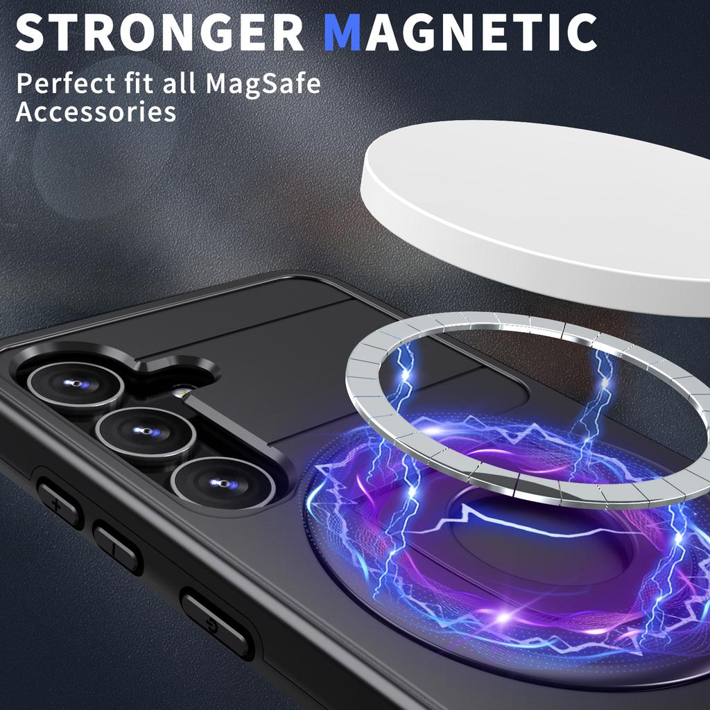 For Samsung Galaxy S25+/S24+ Magnetic Case Ring Kickstand PC+TPU Phone Cover