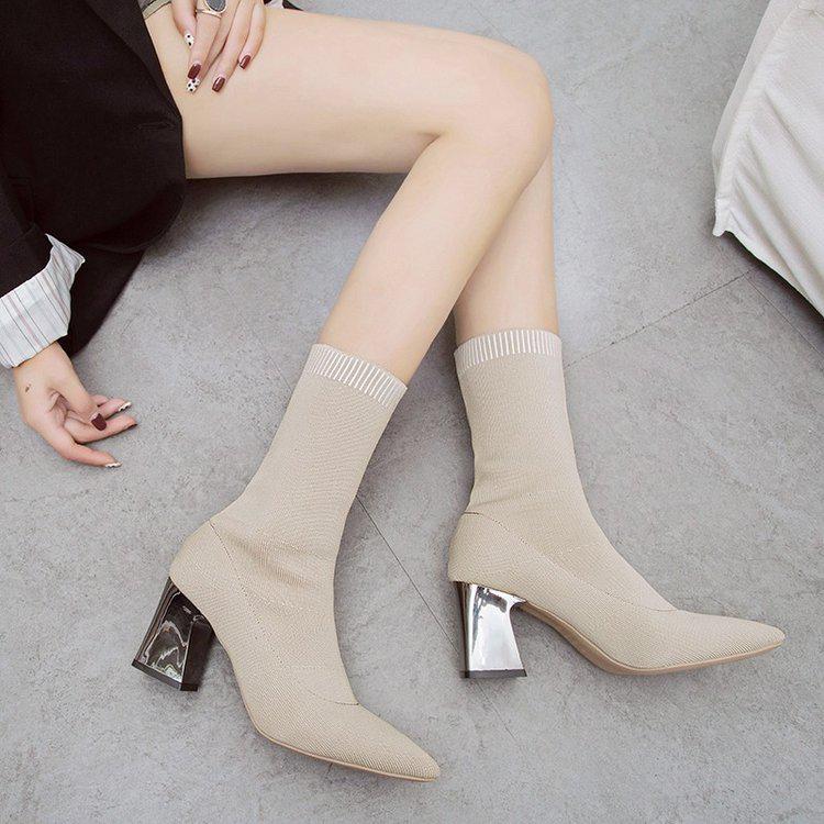 Fashion New Spring Autumn Ankle Boot Booties Female Sexy Sock Boots Knitting Stretch Boots High Heels Women Fashion Shoes
