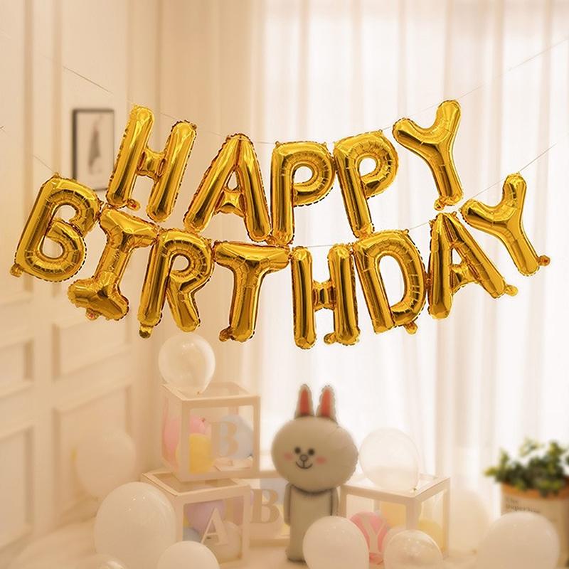 13 Stück/Set 16 Zoll Happy Birthday Buchstabenballon Geburtstagsfeier Dekoration Aluminiumfolienballon