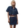 Spring 2025 Women's High-Waist Slim Denim Set with Pocket Embellished Shirt