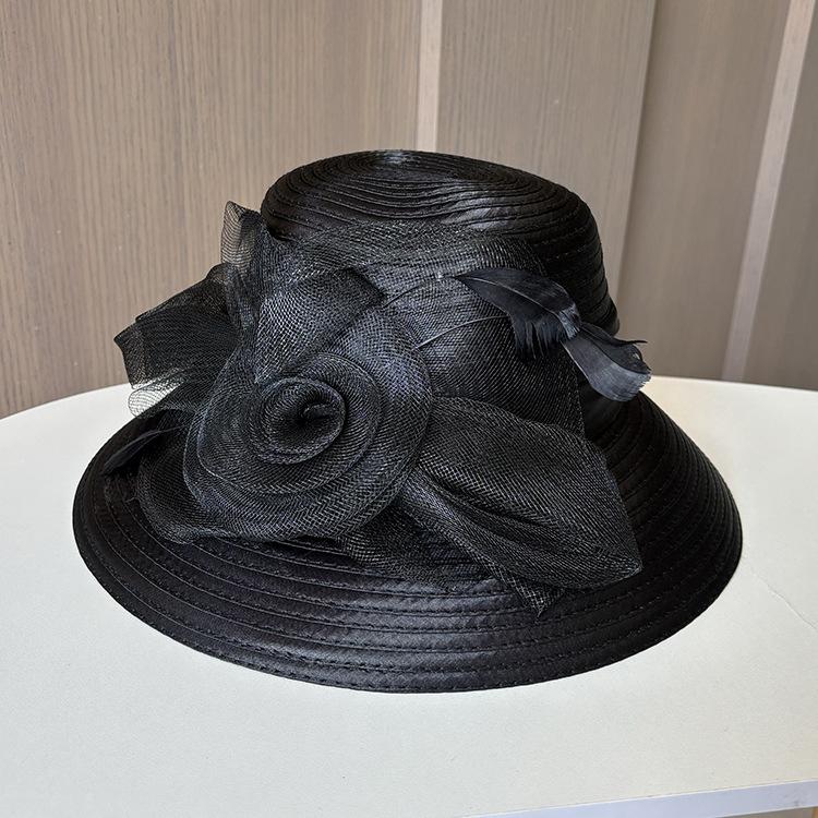 New Mesh Flower Pot Hat, European, American And British Retro Dome Fashion Top Hat, Women'S Summer Sun Protection Sun Hat