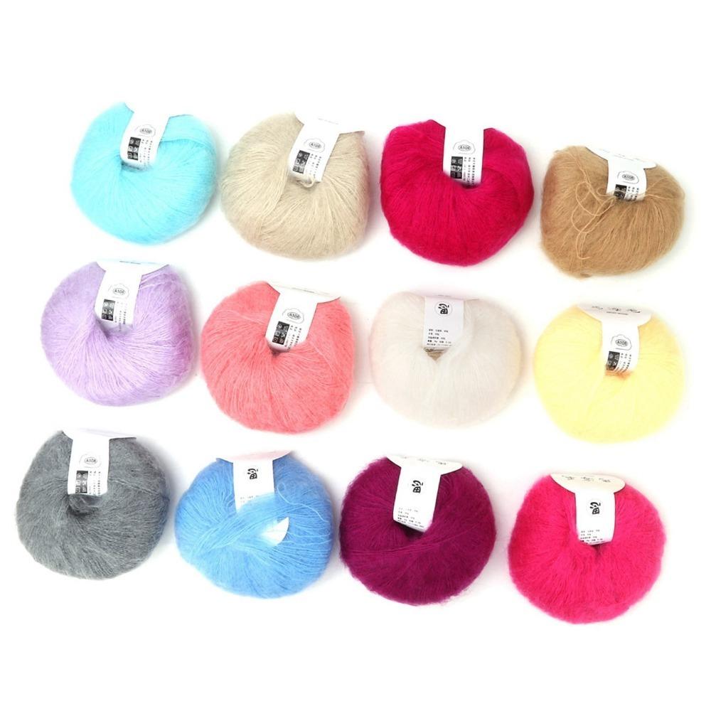 12pcs Knit Grade Mohair Yarn Rolled Form Long Wool Yarn Durable Angora Yarn  For Garments
