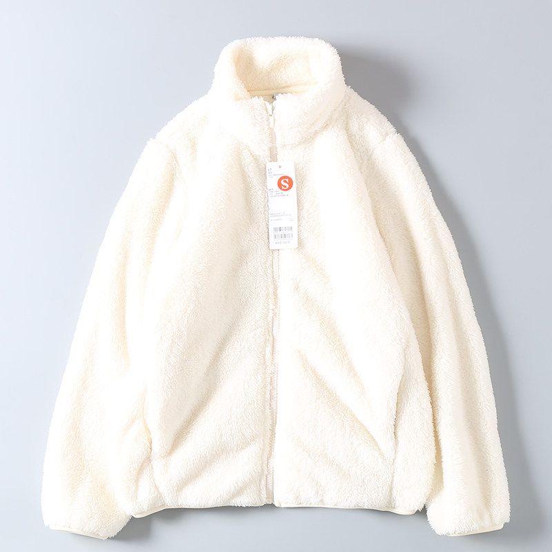 Women's Loose-Fitting Thick Warm Slim-Fit Stand-Collar Lamb Wool Fleece Coat for Spring and Autumn, Export Surplus