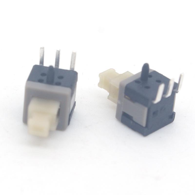 5.8x5.8 Self-Locking Flat Head Push Button Switch, Side Insert, Three-Pin