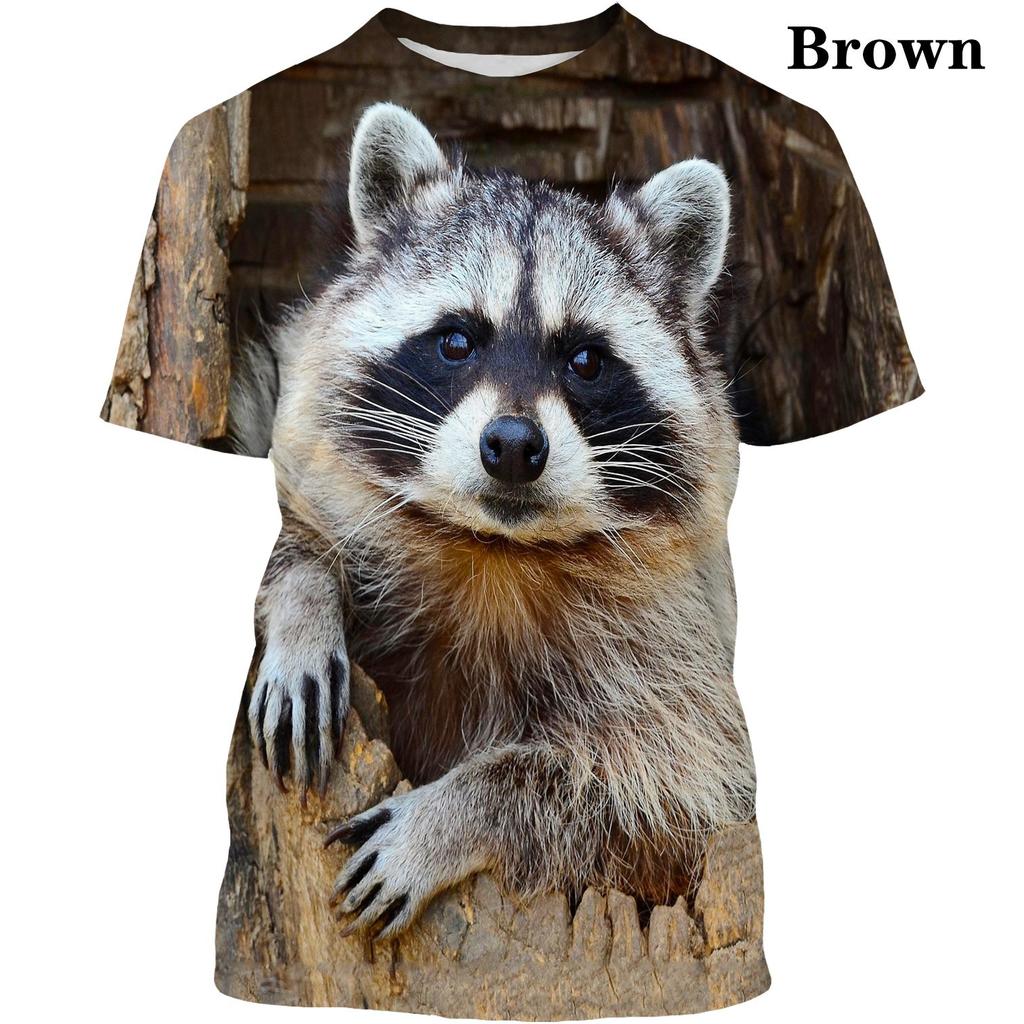 Fashion Cute Animal Raccoon Unisex 3D Printing Casual Short Sleeve T-shirt