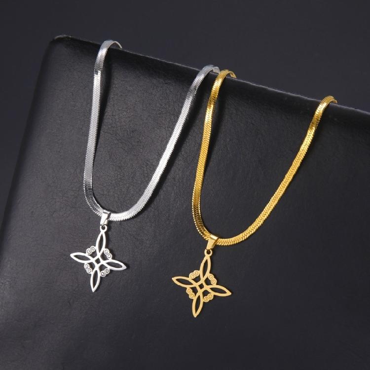 Amulet Witch Knot Stainless Steel Chain Necklace for Women Drop Neck Chokers