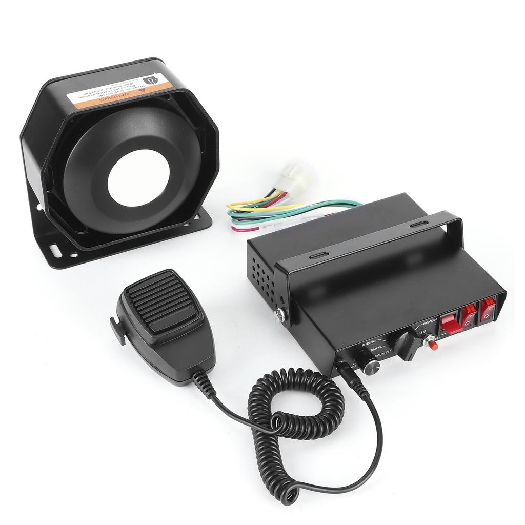 200W DC 12V Siren Set Speaker 8 Tones 130dB Loud Sound with 2 LED Lamps Interface Universal for Vehicles