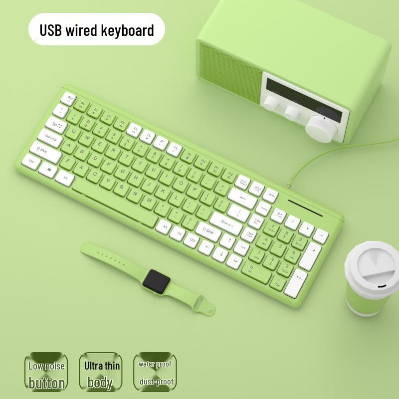 Silent Wired Chocolate Keyboard and Mouse Set for Laptop/Desktop