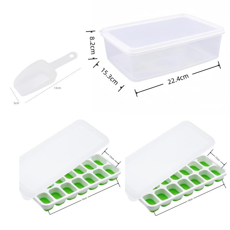 Cross-Border Ice Cube Tray - 14 Grids with Lid, Large Capacity Mold for Household Ice Storage