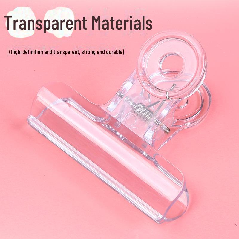 Colorful Transparent Small Round Ticket Clips - Cute Long Tail Clips for Files and Books, Large Barrel Design