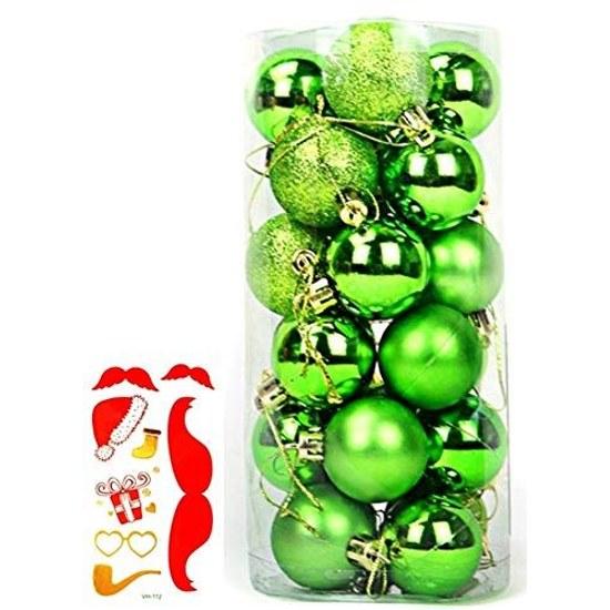 Madrugada Choose from 10 colors Christmas Ornament Ball 24-piece Set Tree Decoration Party Tattoo Seal Included 2-piece S325 (6cm Green)