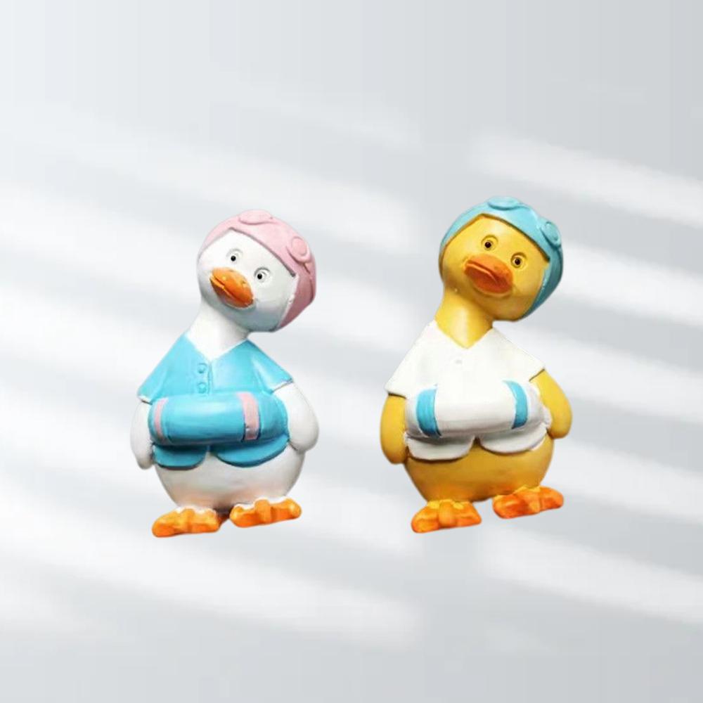 Cartoon Cute Swimming Ring Crooked Neck Duck Creative Personality 3D Resin Design Refrigerator Stickers Post-It Message Board