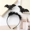 Halloween-Stirnband Kostümzubehör Stirnbänder, Schwarzes Spinnenfledermaus-Stirnband, Glitzerndes Flauschiges Haarband Kopfschmuck für Themen-Tanz Damen, Teenager, Cosplay,
