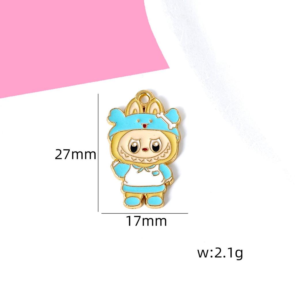 Cartoon Labubu Alloy Pendant: DIY Keychain, Necklace, Mobile Charm