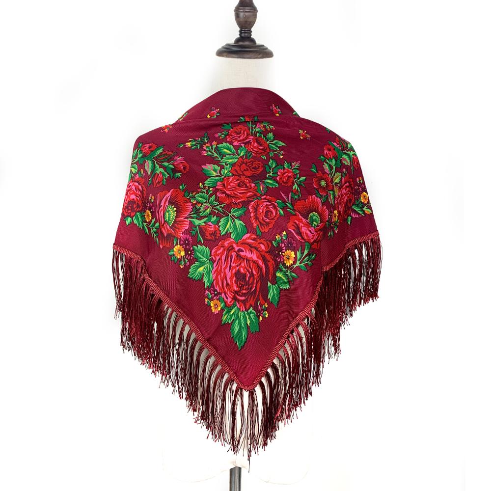 Luxury Floral Print Russian Square Scarf
