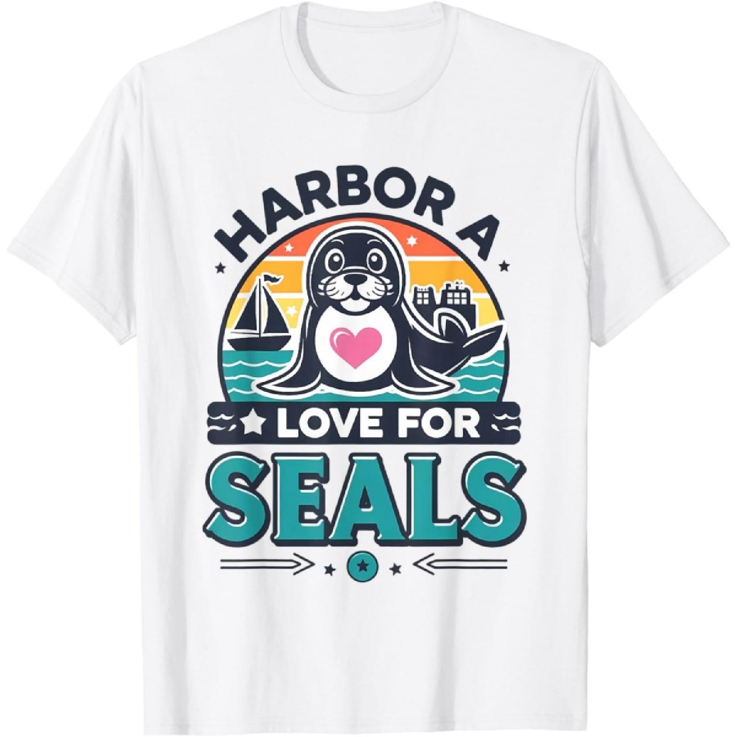 Funny Harbor Seal Animal Lover Men Women Kids T-Shirt XXXXXL белый
